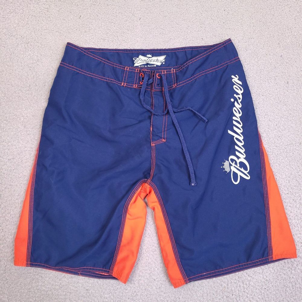 Budweiser Beer‎ Board Shorts Unlined Swimming Trunks Mens 34 Blue Orange 2011